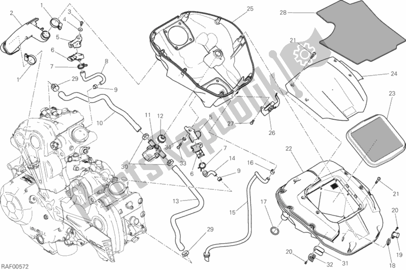 All parts for the Intake of the Ducati Diavel Xdiavel S USA 1260 2017